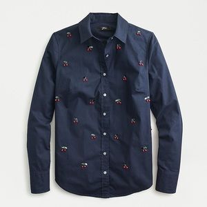 J.Crew Perfect Shirt in Embroidered Cherries